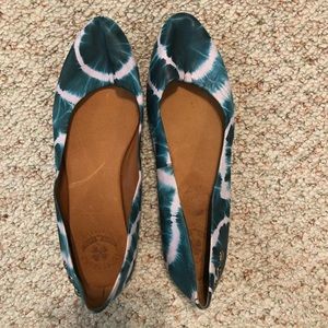 Teal, tie dye Lucky brand leather flats, sz8